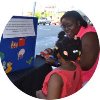 Child learning about eye health